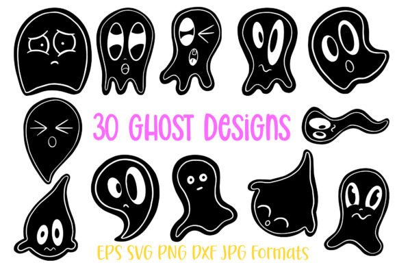 30 Ghost Halloween Cute Cartoon Logos for Festive Design