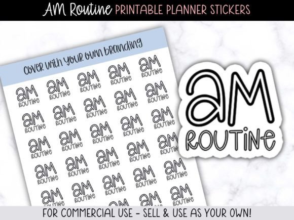 AM Routine Printable Planner Stickers: Design & Sell