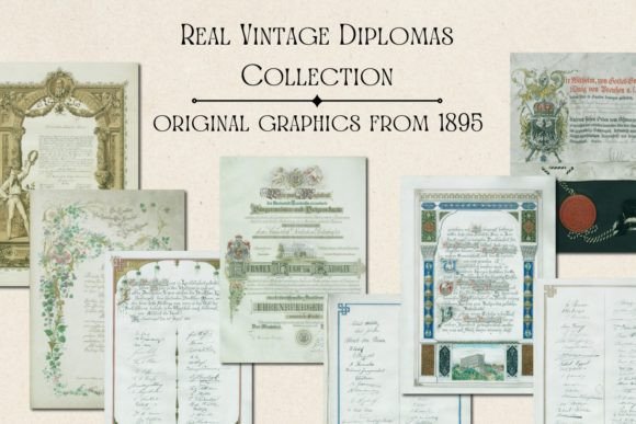 Antique Handwritten Diplomas: Vintage Art for Modern Design