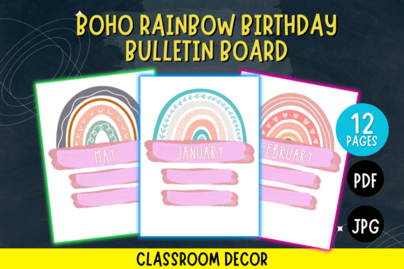 Boho Rainbow Birthday Bulletin Board: A Design Asset for Vibrant Classrooms