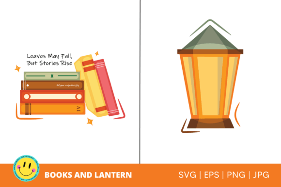 Books and Lantern - Autumn Collections: A Digital Design Asset
