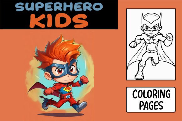 Cartoon Superhero Kids Coloring Pages: A Creative Design Asset