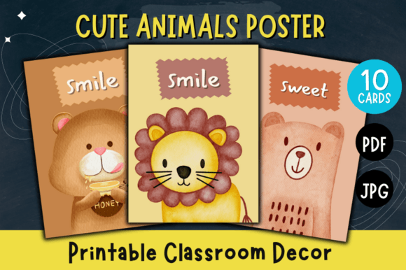 Cute Animals Poster: Printable Classroom Charm