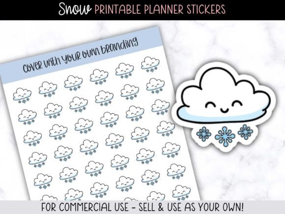 Elevate Your Planner Design with Snow Icon Printable Planner Stickers