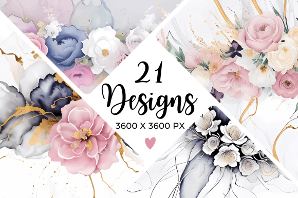 Floral Marble Digital Paper: Elevate Your Designs