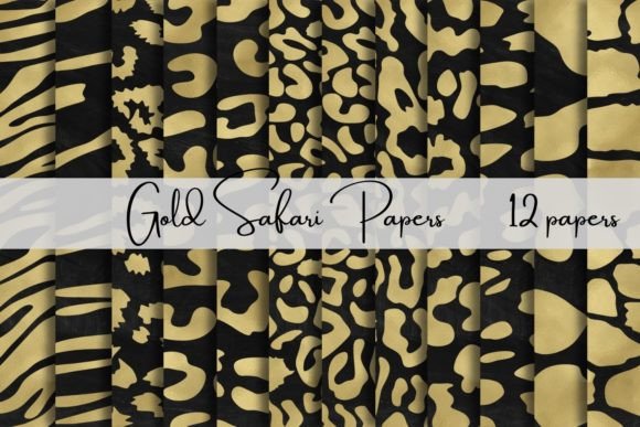 Gold Safari Patterns: Animal Print Design Assets