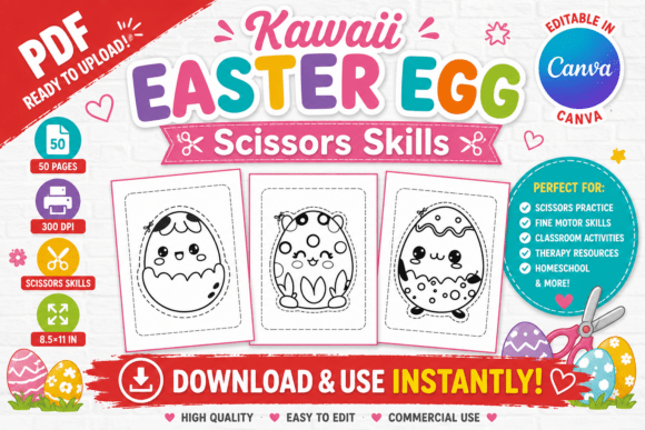 Kawaii Easter Egg Scissors Skills: A Designer's Delight