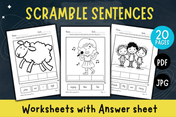 Scramble Sentences Worksheet for Kids: Enhancing Visual Learning Design