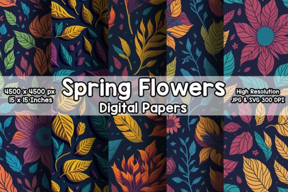 Spring Flowers Pattern Collection PART 3: High-Res Design Assets