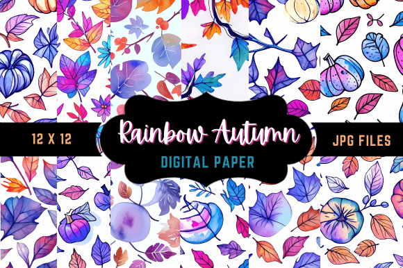 Unlock Vibrant Creativity with Rainbow Autumn Digital Paper